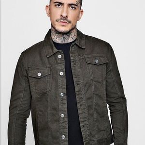 Four pocket men's Jean jacket Khaki